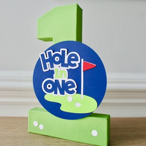 8 in. Golf Birthday Photo Prop, Hole in One Birthday, Golf Birthday Centerpiece, Sports Birthday, Hole in One, Green, Blue