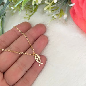 Christian fish necklace, Jesus necklace, Christian necklace for women, Christian friendship gift, Tiny fish necklace, Christian sign