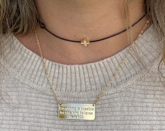 Bible Verse Necklace, Mark 9:23 necklace, Christian necklace, Scripture Jewelry, Christian mom gift, Faith jewelry, Inspirational necklace