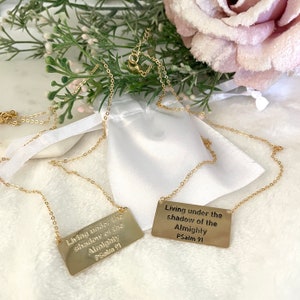 Bible Verse Necklace, Psalm 91, Christian necklace for women, Scripture Jewelry, Christian mom gift, Faith jewelry, Promise necklace