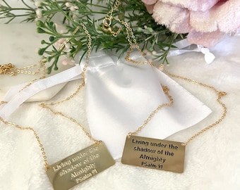 Bible Verse Necklace, Psalm 91, Christian necklace for women, Scripture Jewelry, Christian mom gift, Faith jewelry, Promise necklace