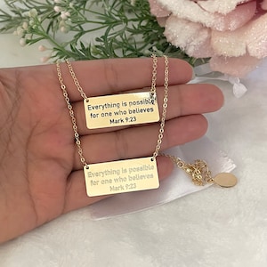 Bible Verse Necklace, Mark 9:23 necklace, Christian necklace, Scripture Jewelry, Christian mom gift, Faith jewelry, Inspirational necklace