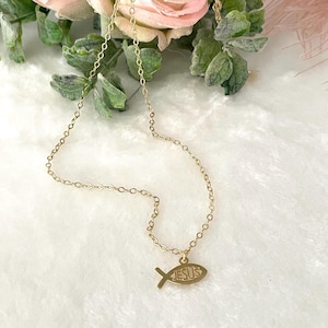 Christian fish necklace, Jesus necklace, Christian necklace for women, Christian friendship gift, Tiny fish necklace, Christian sign