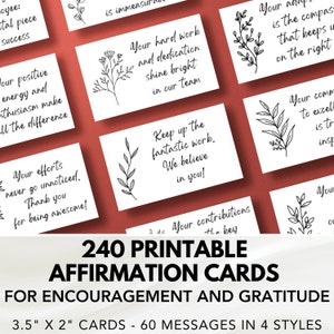 Druckbare Affirmationskarten, Ermutigungsnotizen, Dankbarkeitsnotizen, Dankeskarten für die Arbeit, Wertschätzungskarten, positive Affirmationskarten