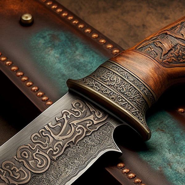 Zombie Cowboy Knife in Leather Sheath 02 -- Curse of the Old West -- DIGITAL DOWNLOAD -- Decorative Art Knife in Tooled Leather Sheath