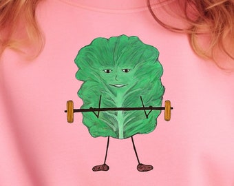Weight lifting lettuce, Cute Lettuce sweatshirt, Exercising Lettuce, Exercising veggie, Funny lettuce top, Corn sweatshirt, Unique Veggie