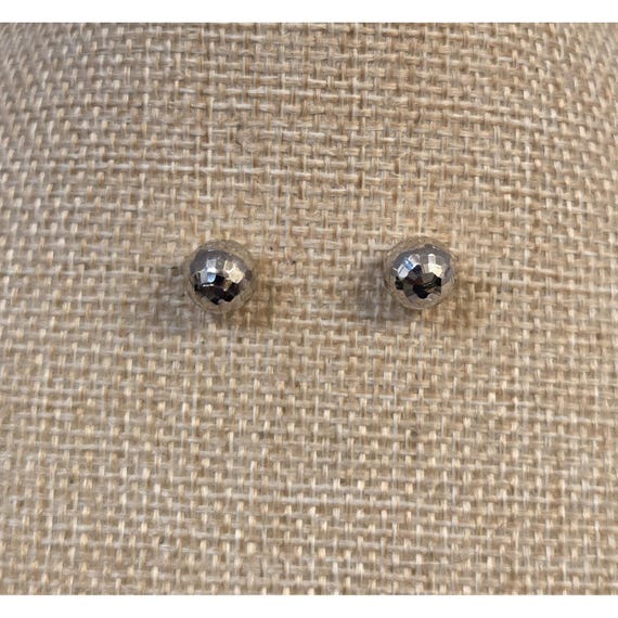 Beautiful 14k White Gold Hammer Finish 8mm Disco Ball Stud Earrings
