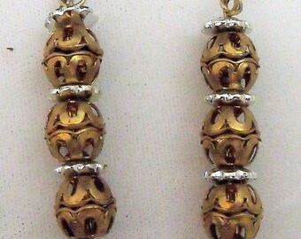 gold and silver drop earrings