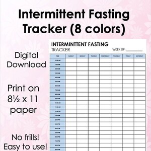 Intermittent Fasting Tracker, PDF, Immediate download, Print from Home