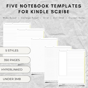 Kindle Scribe PDF 7-Subject Notebooks (lined, grid, dot grid, cornell) all with clickable links