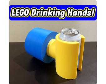Brick Man (Lego man inspired) Hands for Beer/Soda/Cups