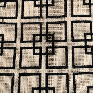 Geometric Burlap Fabric | Burlap Fabric | Burlap | Jute | Sewing | Crafts | Sold by the Foot | 58” Wide | Wreath |