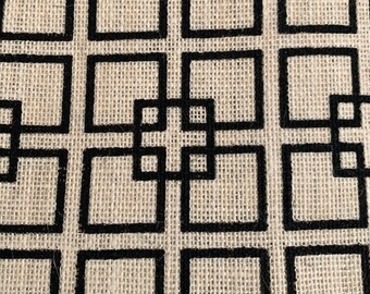 Geometric Burlap Fabric | Burlap Fabric | Burlap | Jute | Sewing | Crafts | Sold by the Foot | 58” Wide | Wreath |