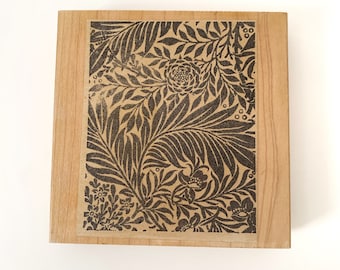 Leaves and Roses Wooden Stamp | Nature Stamps | Scrapbooking | Arts & Crafts | Card Making | Custom Wrapping Paper |