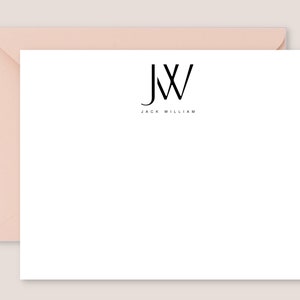 Personalized Combined Letters Notecard | Monogram Stationery Cards and Envelopes | Initial Stationery Set | 10 Cards and Envelopes | Flat