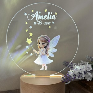 Custom Fairy Night Light Gift for Girls Room Decor, Custom Your Girl Name on Night Light Lamp for Birthday and Christmas Girls Gifting