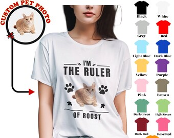 T-shirt chat personnalisé, T-shirt personnalisé pour animal de compagnie avec t-shirt portrait d'animal de compagnie personnalisé - T-shirt personnalisé cadeau commémoratif pour animal de compagnie avec I am The Ruler style rétro