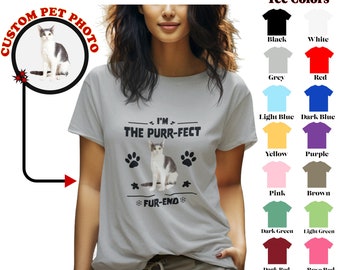 T-shirt chat personnalisé, T-shirt personnalisé pour animal de compagnie avec t-shirt portrait d'animal de compagnie personnalisé - T-shirt personnalisé cadeau commémoratif pour animal de compagnie avec style rétro Je suis le ronronnement