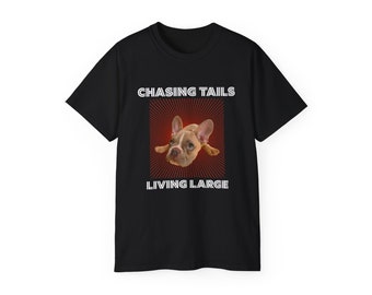 Custom Dog Shirt, Custom Pet Shirt with Custom Pet Portrait - Personalize Pet Memorial T-shirt with Chasing Tails Living Large