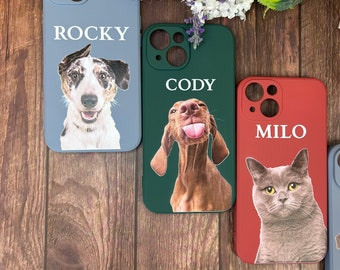 Personalized Pet phone Case for Pet Lover Gift | Custom iPhone Pet Portrait Phone Cover Gift Ideal for For pet lover Cat Mom