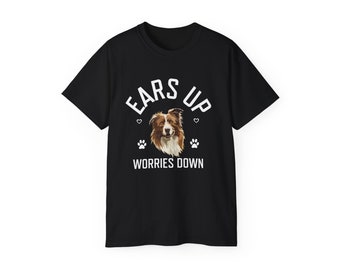 Custom Dog Shirt, Custom Pet Shirt with Custom Pet Portrait For Dog lover - Personalize Pet Memorial Gift T-shirt with Ears Up Worries Down
