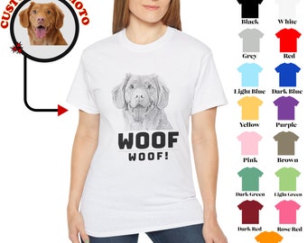 Custom Girl Pet Shirt Gift For Pet Dog Mom, Sketch Pet T-Shirt For Dog lover - Custom Unisex Pet Tee For Adults Pet Memorial Gift Woof Woof