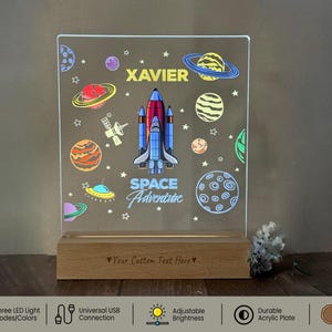 Personalized Space Rocket Night Light: Kids Room Decor, a thoughtful birthday or Christmas gift