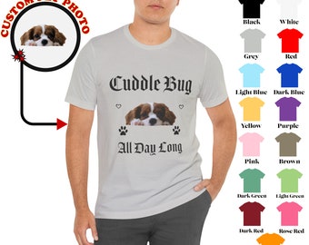 Chemise pour chien personnalisée, chemise pour animal de compagnie personnalisée avec portrait d'animal de compagnie personnalisé - T-shirt cadeau commémoratif d'animal de compagnie personnalisé avec insecte câlin toute la journée style rétro