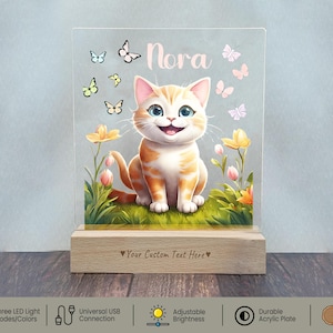 Custom Cat Night Light: Personalized Girls Room Decor