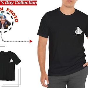 Personalisiertes Papa Foto auf T-Shirt für ein glückliches Vatertagsgeschenk - Hergestellt aus Baumwolle in verschiedenen Farben - Perfektes individuelles Vatergeschenk für Ihn