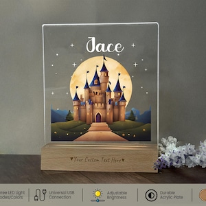 Custom Castle Night Light Gift for Girls Bedroom Decor - Custom Your Girl Name on Night Light Lamp for Birthday and Christmas Girls Gifting