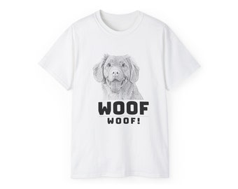 T-shirt personnalisé fille pour chien, maman, croquis de t-shirt pour amoureux des chiens - T-shirt unisexe personnalisé pour animaux de compagnie pour adultes, cadeau commémoratif pour animaux de compagnie, Woof Woof