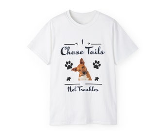 Custom Dog Shirt, Custom Pet Shirt with Custom Pet Portrait Tee - Personalize Pet Memorial Gift T-shirt With I Chase Tails Not Troubles