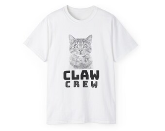 T-shirt chat personnalisé pour amoureux des chats, T-shirt portrait personnalisé pour animal de compagnie pour maman chat | Personnalisez le t-shirt avec photo d'animal de compagnie pour un cadeau commémoratif avec l'équipage des griffes