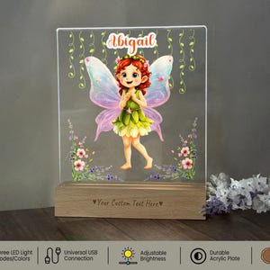 Personalized Fairy Night Light: Custom Girl&#39;s Bedroom Decor, a thoughtful birthday or Christmas gift