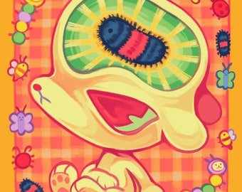 Art Print "Bug Brain" 12x12 puppy bug print
