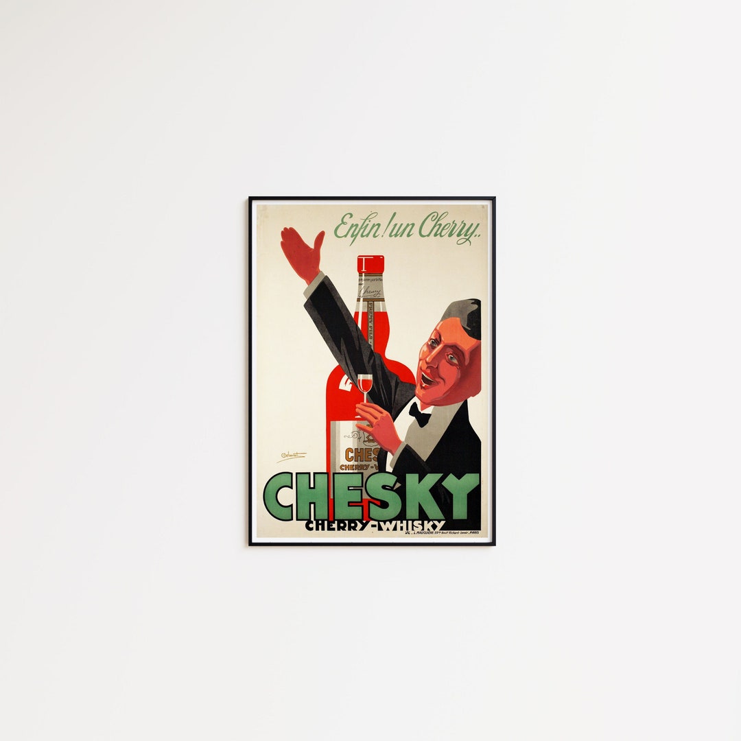 Vintage Chesky Cherry Whisky Poster Vintage Wall Art Etsy