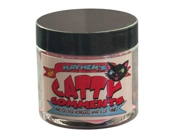 Catty Comments Jar, Sarcastic Affirmations, Cat Lover Gift, Office Humor Desk Decor