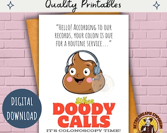 Funny Colonoscopy Card | Poop Humor Get Well Wishes Gift (Printable PDF & JPG Digital Downloads)