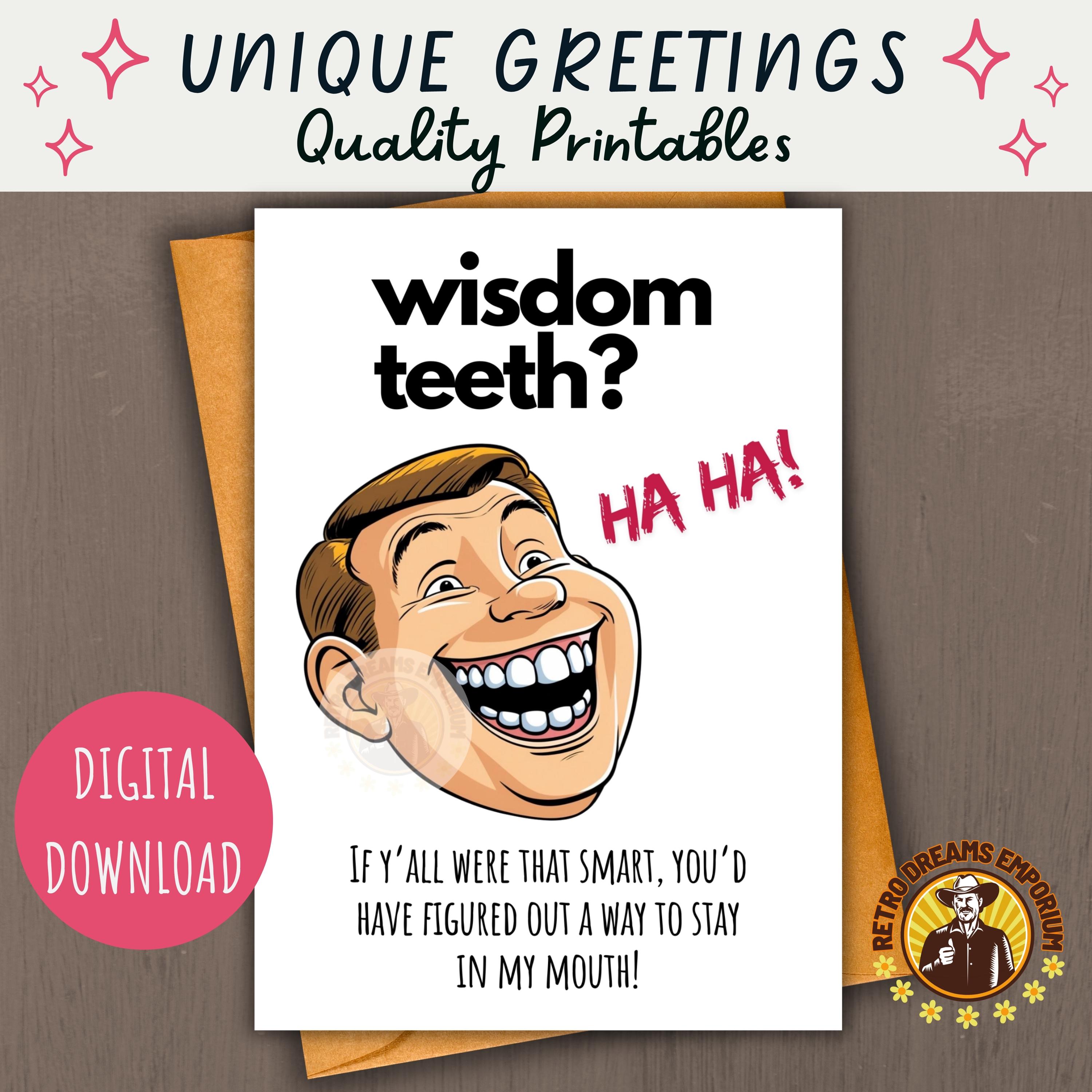 面白い親知らずの抜歯カード、口腔外科手術後のお見舞いギフト、ユーモラスな歯の回復の挨拶、抜歯、お手頃価格で印刷可能 - Etsy 日本, image size:3000x3000