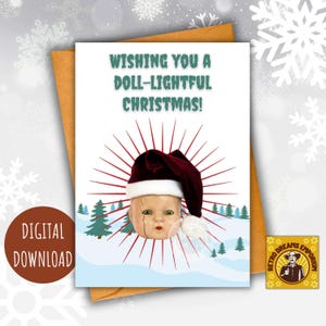 Gruselige Puppengesicht Karte, Weihnachtsgruss für Gruselige gruselige Feiertagswünsche, Ideales Geschenk für Goth oder Skurrile Freunde, Einzigartiges Weihnachtsgeschenk