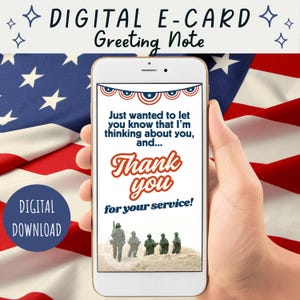 Military Thank You Digital eCard | Veteran Appreciation | Instant Download Service Member Text | Patriotic Army Navy Air Force Marines