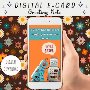 Vintage Roboter Ermutigung eCard | Retro Support Item | Skurrile Freundschaft | Sofortdownload | Sms Handytext | Last Minute Geschenk