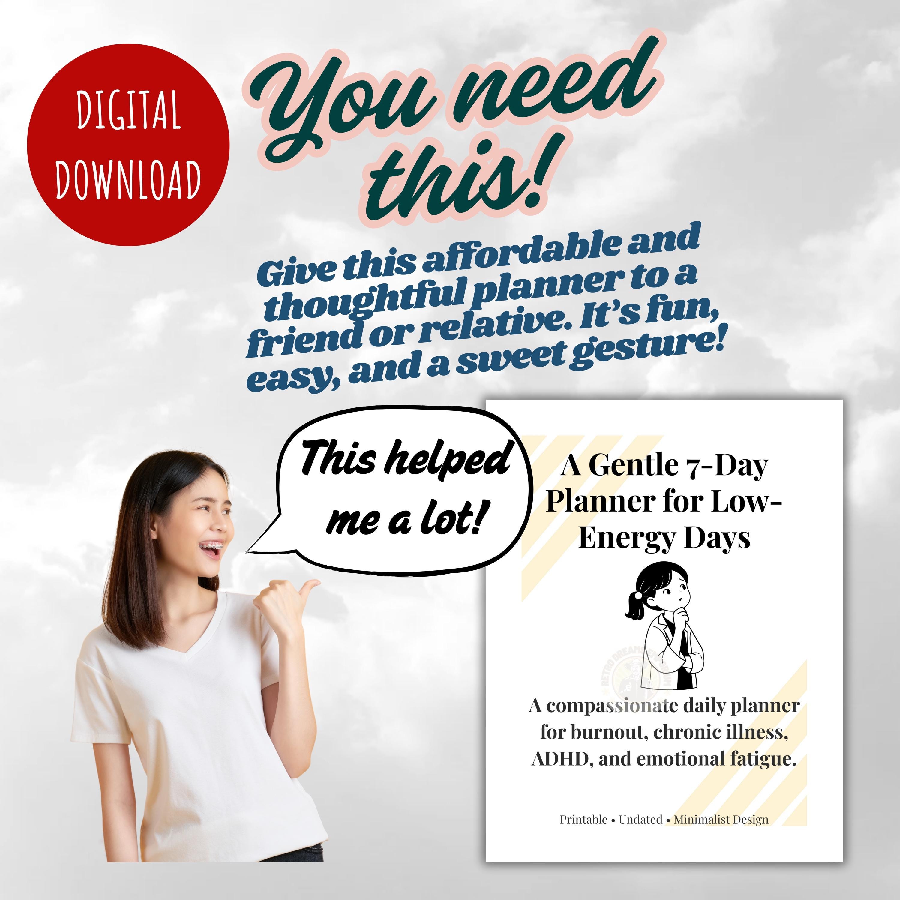 Low Energy Planner Printable | 7-day Gentle Daily Planner for Burnout ...
