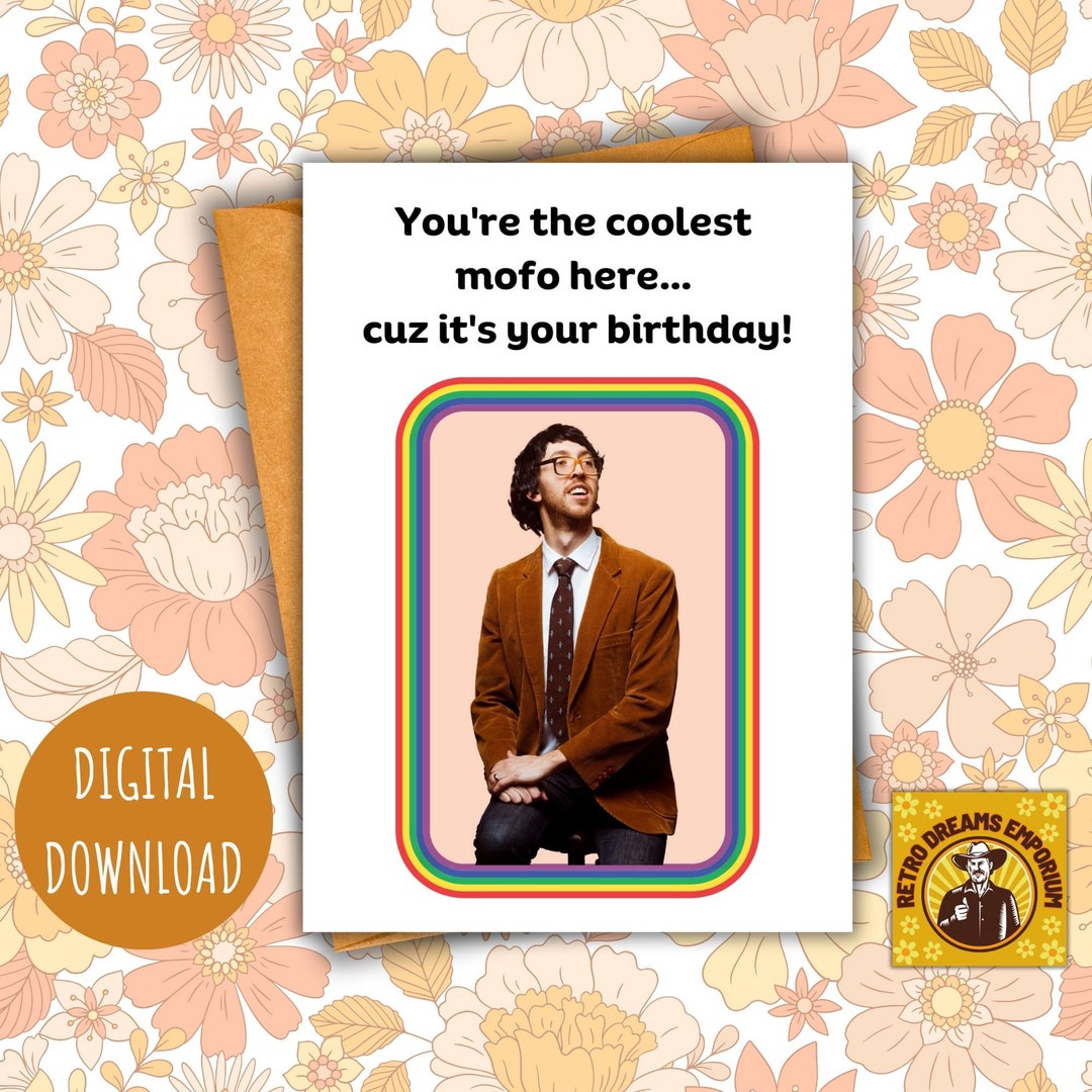 Printable Retro Funny Man Birthday Card, Birthday Card for Man, Digital ...