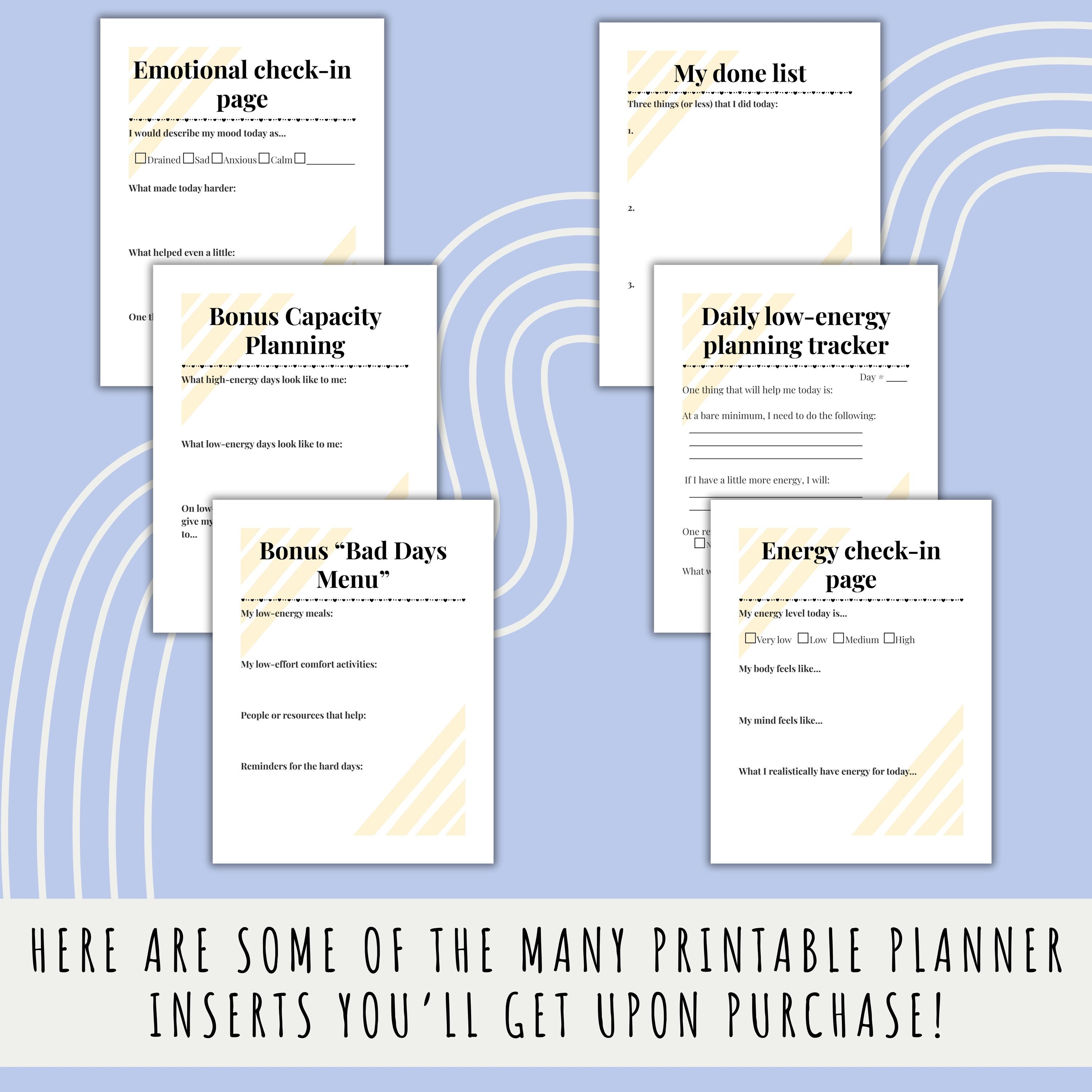 Low Energy Planner Printable | 7-day Gentle Daily Planner for Burnout ...