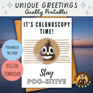 Koloskopie gut wünscht Karte druckbare, personalisierte gut Karte, lustige und nette Poo Humor, 5 x 7 Poop Grußkarte, billige einfache kundenspezifische Einzelteil