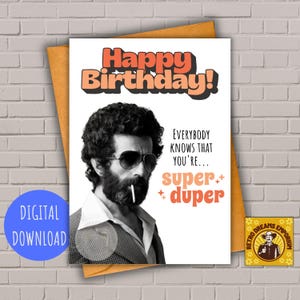Cartão de aniversário retrô dos anos 70, saudação engraçada para impressão, óculos de sol estilo vintage Cool Dude, That 70s Show, aniversário para ele, vintage para homem
