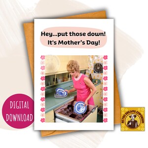 Cheeky Mother&#39;s Day Card Vintage, Printable Retro Mother Gift, Funky 1970s Design, Instant Download, For Mom Greeting Card, For Dear Mum