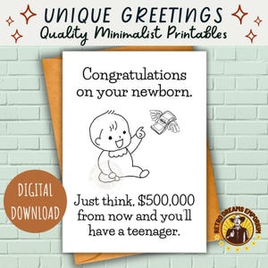 Carte sarcastique de félicitations de nouveau bébé | Contrôle drôle de réalité | Imprimable numérique | Cadeau de baby shower coquin | Humour noir pour les nouveaux parents